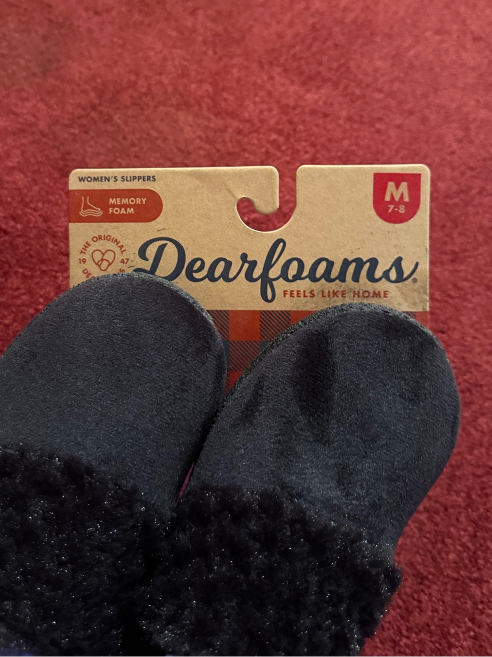 Dearfoams Black Women's Memory Foam Slippers size M 7-8